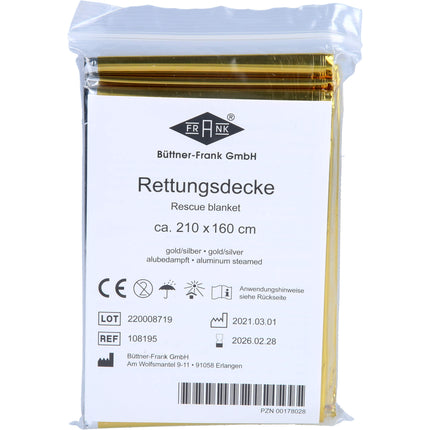 RETTUNGSDECKE KFZ 160x210 cm gold/silber