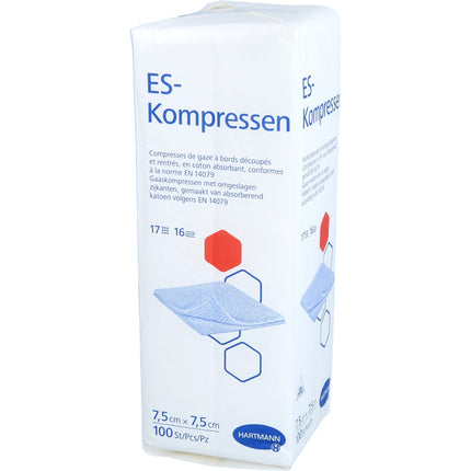 ES-KOMPRESSEN unsteril 7,5x7,5 cm 16fach