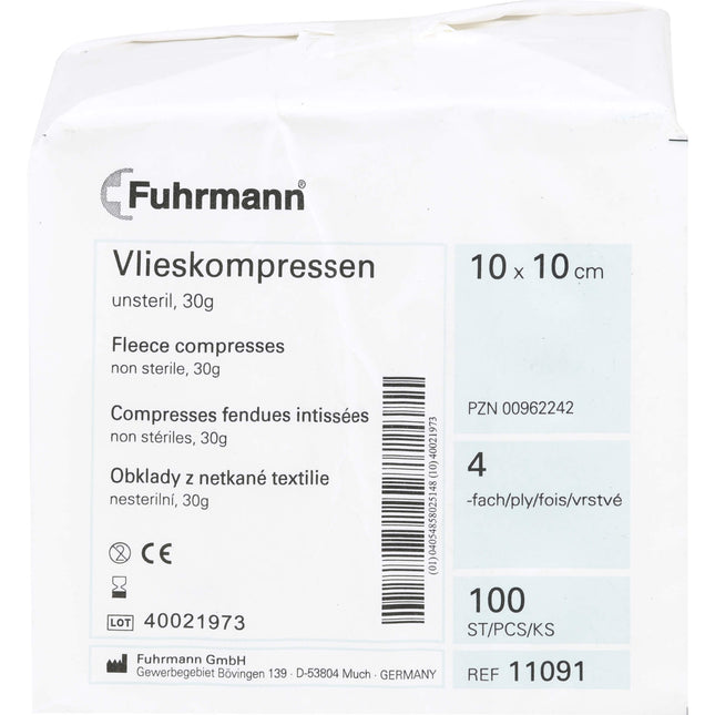 VLIESKOMPRESSEN unsteril 10x10 cm 4lagig