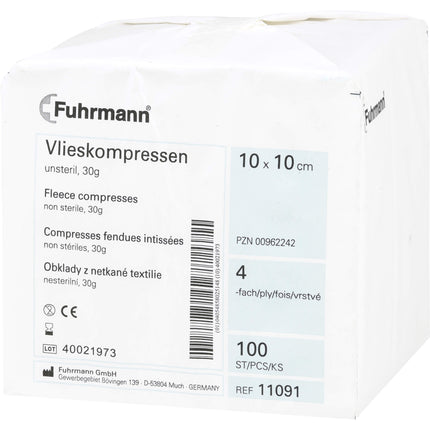 VLIESKOMPRESSEN unsteril 10x10 cm 4lagig