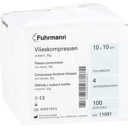 VLIESKOMPRESSEN unsteril 10x10 cm 4lagig