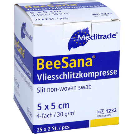 SCHLITZKOMPRESSEN Vlies 5x5 cm steril 4fach