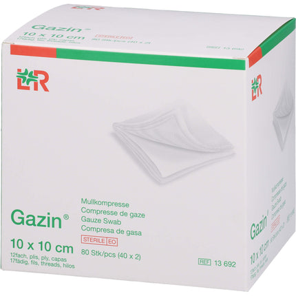 GAZIN Mullkomp.10x10 cm steril 12fach