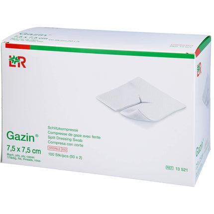 GAZIN Schlitzkompressen 7,5x7,5 cm steril 8fach