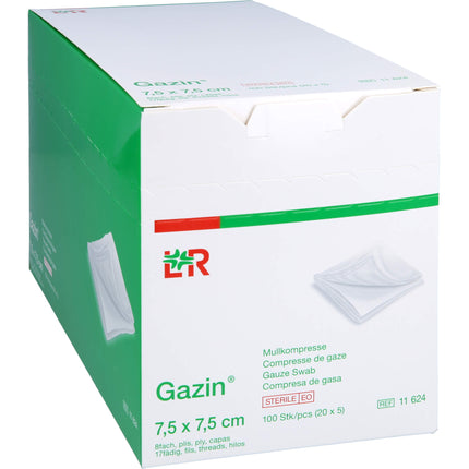 GAZIN Mullkomp.7,5x7,5 cm steril 8fach