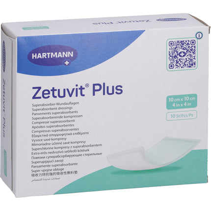 ZETUVIT Plus extrastarke Saugkompr.steril 10x10 cm