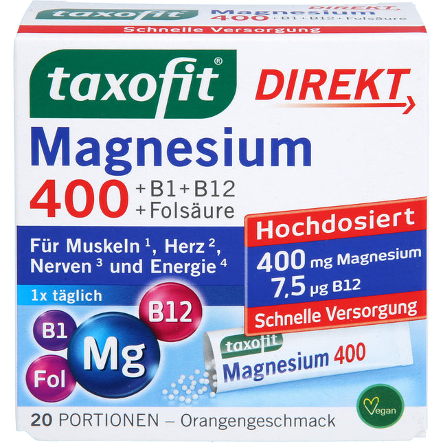 TAXOFIT Magnesium 400+B1+B6+B12+Folsäure 800 Gran.