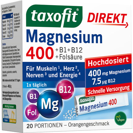 TAXOFIT Magnesium 400+B1+B6+B12+Folsäure 800 Gran.