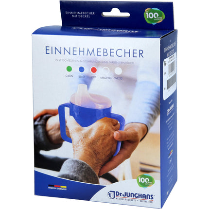 EINNEHMEBECHER m.Griff 2 Deckel 4+12 mm milchig