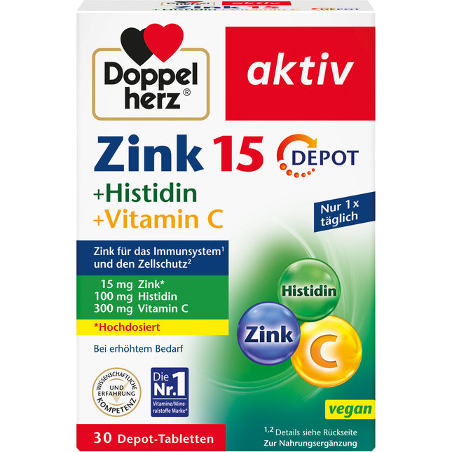 DOPPELHERZ Zink 15 mg+Histidin+Vit.C Depot aktiv