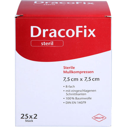 DRACOFIX PEEL Kompressen 7,5x7,5 cm steril 8fach