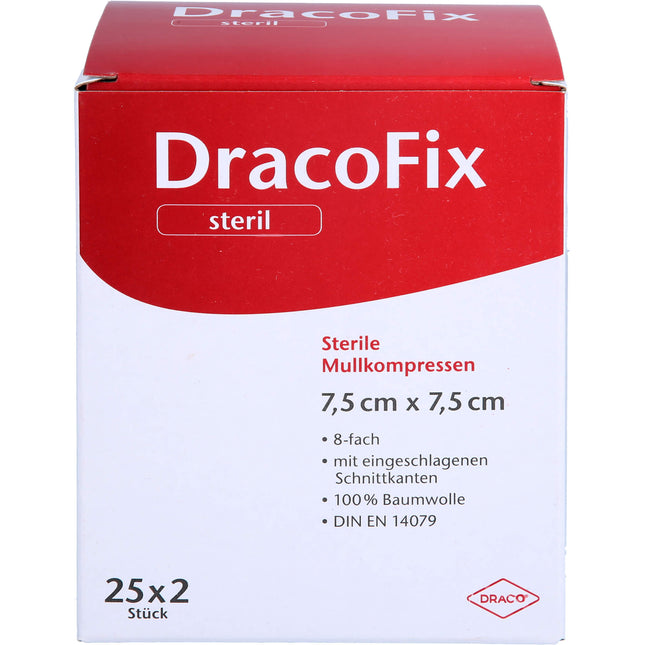 DRACOFIX PEEL Kompressen 7,5x7,5 cm steril 8fach