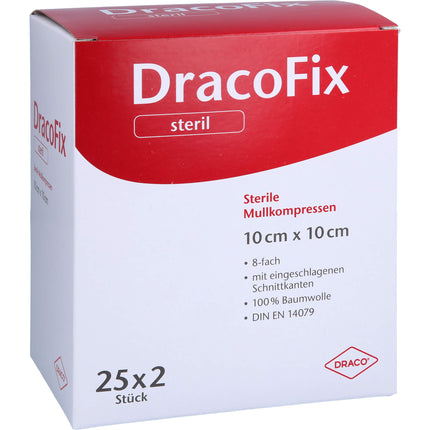 DRACOFIX PEEL Kompressen 10x10 cm steril 8fach