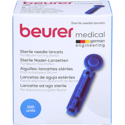 BEURER Nadellanzetten steril 28 G blau