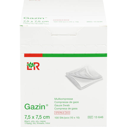GAZIN Mullkomp.7,5x7,5 cm steril 8fach