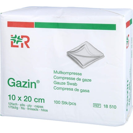 GAZIN Mullkomp.10x20 cm unsteril 12fach Op