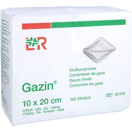 GAZIN Mullkomp.10x20 cm unsteril 12fach Op