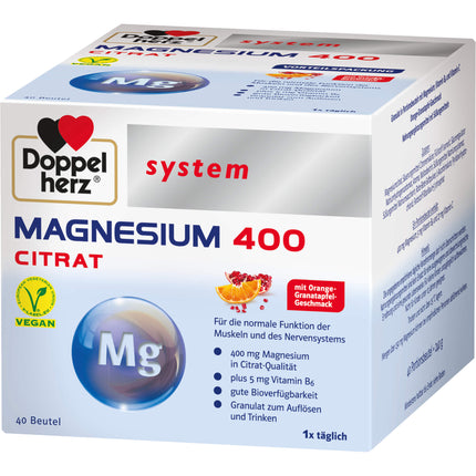 DOPPELHERZ Magnesium 400 Citrat system Granulat