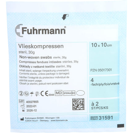VLIESKOMPRESSEN steril 10x10 cm 4fach