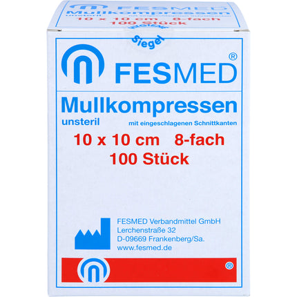 MULLKOMPRESSEN ES 10x10 cm unsteril 8fach