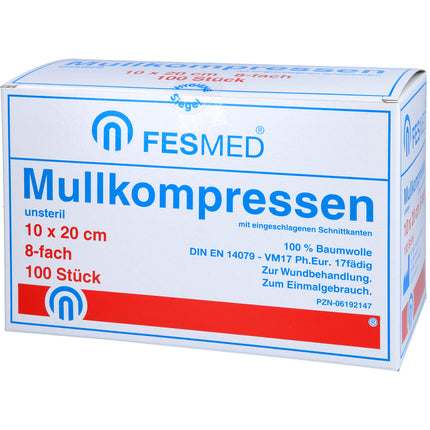 MULLKOMPRESSEN ES 10x20 cm unsteril 8fach
