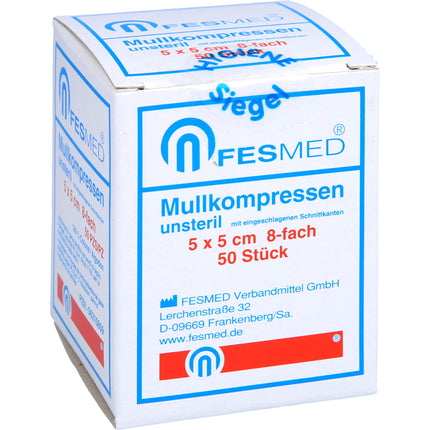 MULLKOMPRESSEN ES 5x5 cm unsteril 8fach