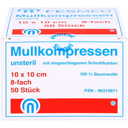 MULLKOMPRESSEN ES 10x10 cm unsteril 8fach