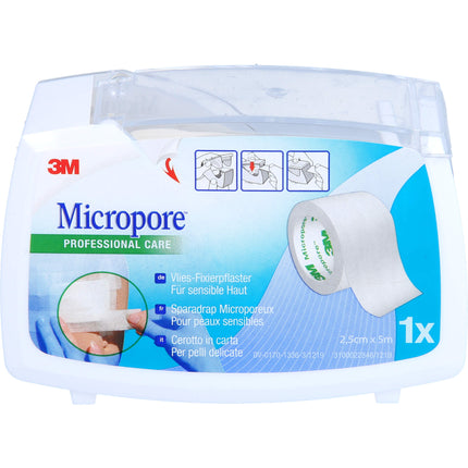 MICROPORE Vliespfl.2,5cmx5m m.Abroller 1530NP-1SD