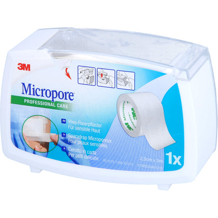 MICROPORE Vliespfl.2,5cmx5m m.Abroller 1530NP-1SD