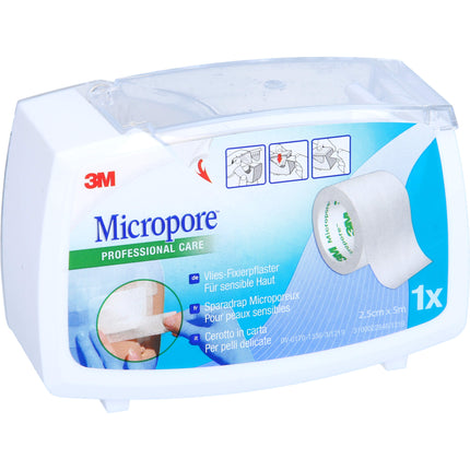 MICROPORE Vliespfl.2,5cmx5m m.Abroller 1530NP-1SD
