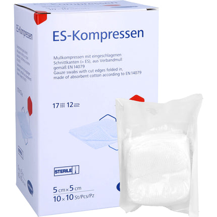 ES-KOMPRESSEN steril 5x5 cm 12fach Großpackung