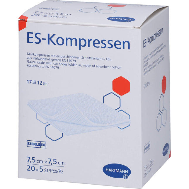 ES-KOMPRESSEN steril 7,5x7,5 cm 12fach Großpackung
