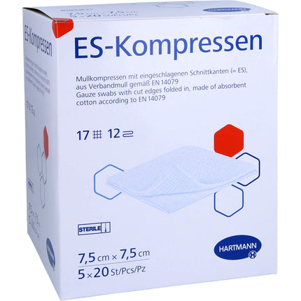 ES-KOMPRESSEN steril 7,5x7,5 cm 12fach Großpackung