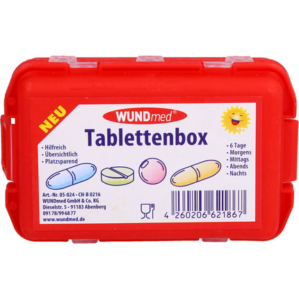 TABLETTENBOX mit 10-Fächern farbig sortiert