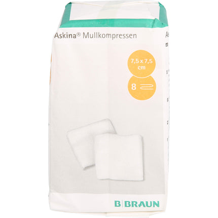 ASKINA Mullkompressen 7,5x7,5 cm unsteril 8fach