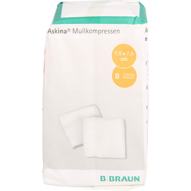 ASKINA Mullkompressen 7,5x7,5 cm unsteril 8fach