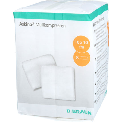 ASKINA Mullkompressen 10x10 cm unsteril 8fach