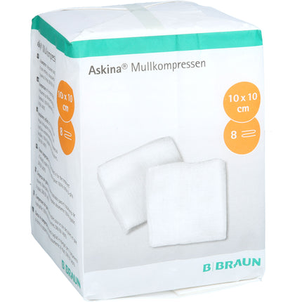 ASKINA Mullkompressen 10x10 cm unsteril 8fach