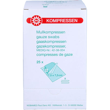 MULLKOMPRESSEN 7,5x7,5 cm steril 8fach