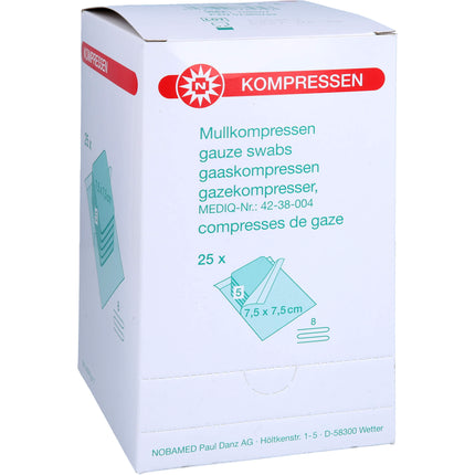 MULLKOMPRESSEN 7,5x7,5 cm steril 8fach