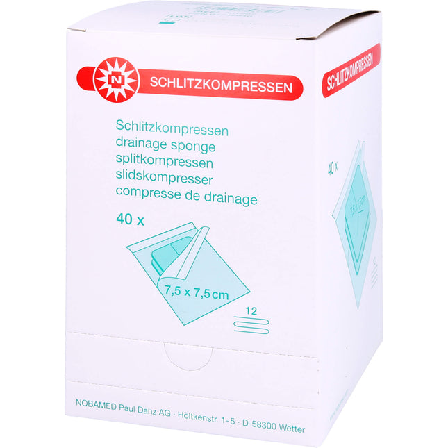 SCHLITZKOMPRESSEN Mull 7,5x7,5 cm steril 12fach