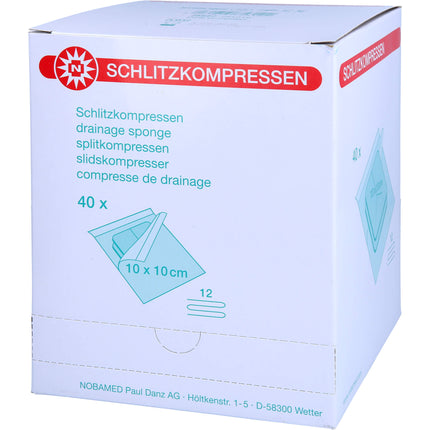 SCHLITZKOMPRESSEN Mull 10x10 cm steril 12fach