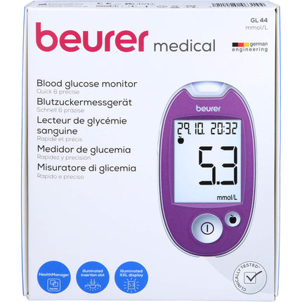 BEURER GL44 Blutzuckermessgerät mmol/l lila