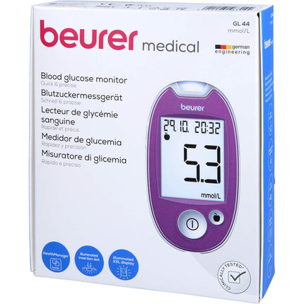 BEURER GL44 Blutzuckermessgerät mmol/l lila