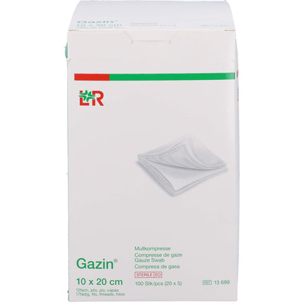 GAZIN Mullkomp.10x20 cm steril 12fach extra groß
