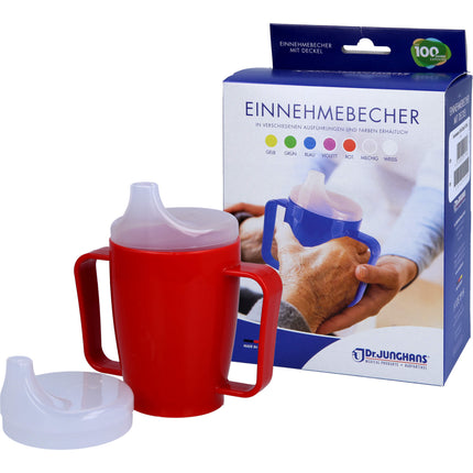 EINNEHMEBECHER m.2 Griffen+2 Deckel 4+12mm rot
