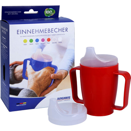 EINNEHMEBECHER m.2 Griffen+2 Deckel 4+12mm rot
