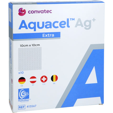 AQUACEL Ag+ Extra 10x10 cm Kompressen