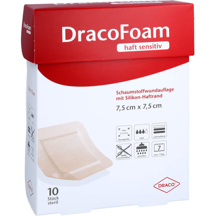 DRACOFOAM Haft sensitiv Schaumst.Wund.7,5x7,5 cm